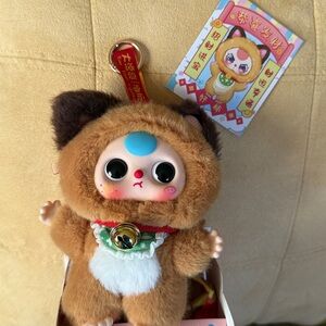 Baby Three Billionaire Cat Plush Keychain Authentic-Confirmed Luck/Tan